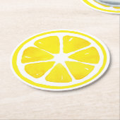 Dessous-de-verre Rond En Papier Aquarelle tranche citron (Incliné)