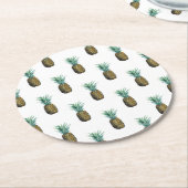 Dessous-de-verre Rond En Papier Aquarelle tropicale à ananas (Incliné)