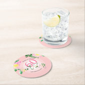 Dessous-de-verre Rond En Papier Aquarelle tropicale estivale rose (En situation)