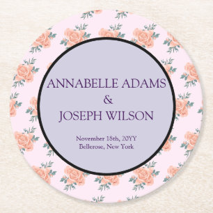 Dessous-de-verre Rond En Papier aquarelles Florales Botanique Moderne Mariage