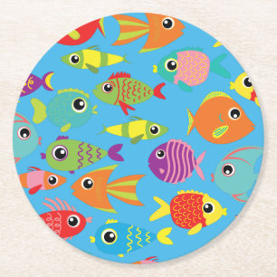 Dessous-de-verre Rond En Papier Aquarium de poisson 1er anniversaire Dessous de ve