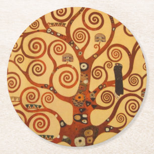 Dessous-de-verre Rond En Papier Arbre avec les branches de tourbillonnement