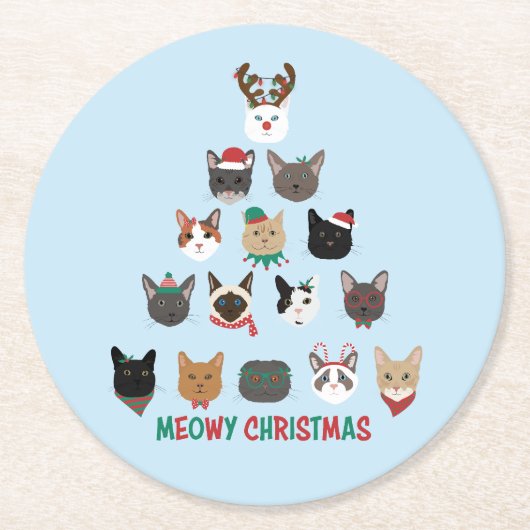 Dessous-de-verre Rond En Papier Arbre de Noël (Devant)