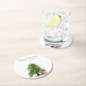 Dessous-de-verre Rond En Papier Arbre de Noël avec cadeau rouge (En situation)