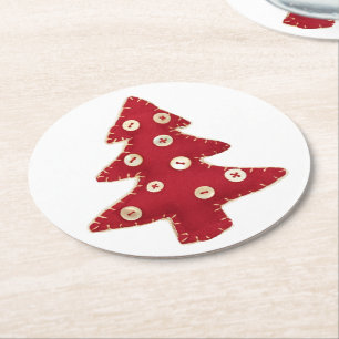 Dessous-de-verre Rond En Papier Arbre de Noël et boutons d'artisanat