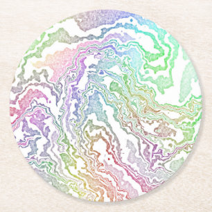 Dessous-de-verre Rond En Papier Arc-en-ciel marbré