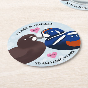Dessous-de-verre Rond En Papier Arlequin Canard Amateur Chaque année Anniversaire