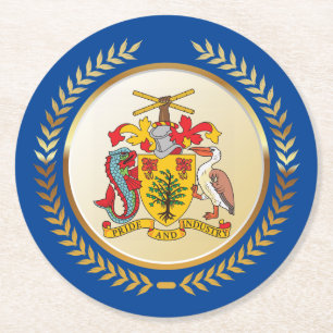 Dessous-de-verre Rond En Papier Armoiries de la Barbade