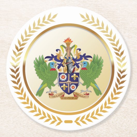 Dessous-de-verre Rond En Papier Armoiries De Sainte-Lucie (Devant)