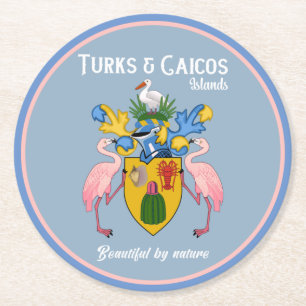 Dessous-de-verre Rond En Papier Armoiries De Turks & Caicos