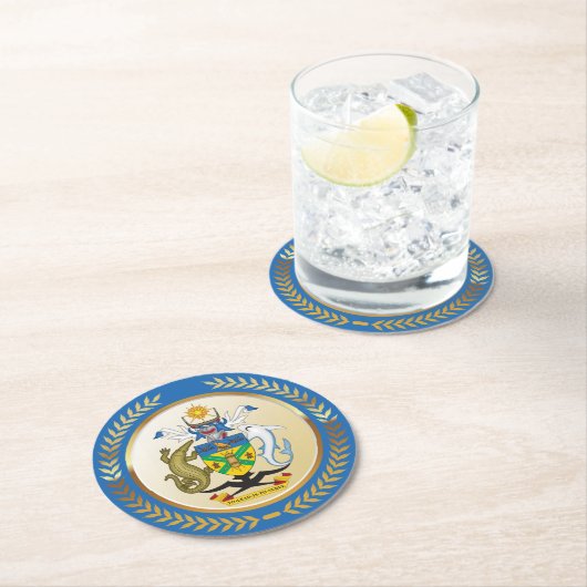 Dessous-de-verre Rond En Papier Armoiries des Îles Salomon (En situation)