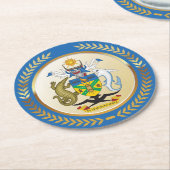 Dessous-de-verre Rond En Papier Armoiries des Îles Salomon (Incliné)