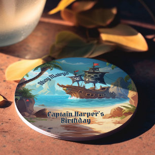 Dessous-de-verre Rond En Papier Arr-some Pirate Island Ship Anniversaire