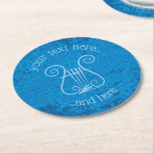 Dessous-de-verre Rond En Papier Arrière - plan Blue Lyre (Incliné)