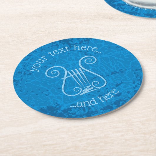 Dessous-de-verre Rond En Papier Arrière - plan Blue Lyre (Incliné)