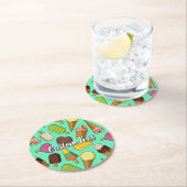 Dessous-de-verre Rond En Papier Arrière - plan de glace (En situation)