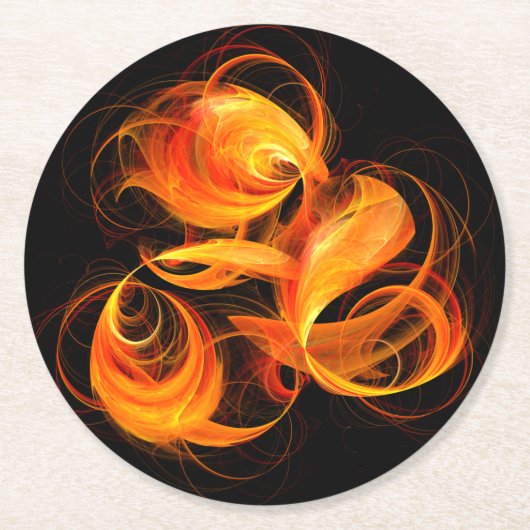 Dessous-de-verre Rond En Papier Art Abstrait Fireball (Devant)