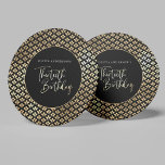 Dessous-de-verre Rond En Papier Art Déco moderne Noir Blanc & Or Anniversaire<br><div class="desc">Ajoutez une touche d'élégance à vos fêtes de 30ème anniversaire avec ces dessous de verre ronds art déco moderne noir,  blanc et or fête d'anniversaire. Facile à personnaliser - ajoutez simplement le nom de votre célébrant ! Les mots "Trente Anniversaire" apparaissent dans un script élégant,  calligraphie.</div>
