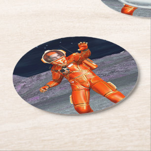 Dessous-de-verre Rond En Papier Art du paysage de planète surréaliste voyageur cos