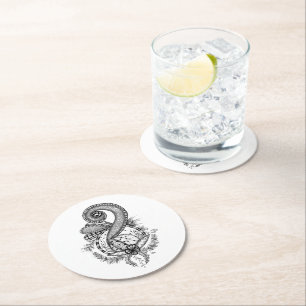 Dessous-de-verre Rond En Papier Art enchevêtré : motif floral -