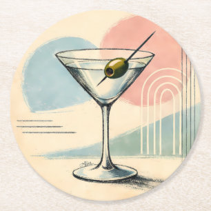 Dessous-de-verre Rond En Papier Art minimaliste pastel martini moderne du milieu d