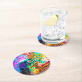 Dessous-de-verre Rond En Papier Art moderne Abstrait des fluides (En situation)