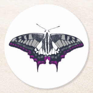 Dessous-de-verre Rond En Papier Asexual Flag Swallowtail