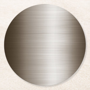 Dessous-de-verre Rond En Papier Aspect bronze en métal brossé