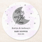 Dessous-de-verre Rond En Papier Au-Dessus De La Lune | Baby shower neutre (Devant)