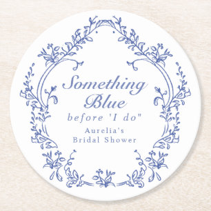 Dessous-de-verre Rond En Papier AURELIA Chinoiserie Something Blue Baby Shower de 