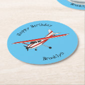 Dessous-de-verre Rond En Papier Avion à train tricycle dessin animé (Incliné)