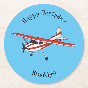 Dessous-de-verre Rond En Papier Avion à train tricycle dessin animé