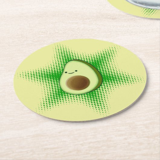 Dessous-de-verre Rond En Papier Avocado Superstar Cute (Incliné)