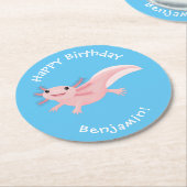 Dessous-de-verre Rond En Papier axolotl rose pâle (Incliné)