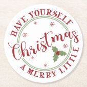 Dessous-de-verre Rond En Papier Ayez un joyeux petit Noël (Devant)