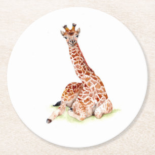 Dessous-de-verre Rond En Papier Baby Giraffe