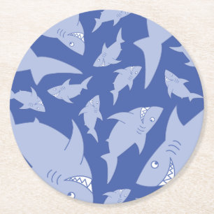 Dessous-de-verre Rond En Papier Baby Shark 1er anniversaire Dessous de verre de fê