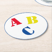 DESSOUS-DE-VERRE ROND EN PAPIER BABY SHOWER ABC (Incliné)