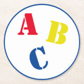 DESSOUS-DE-VERRE ROND EN PAPIER BABY SHOWER ABC (Devant)