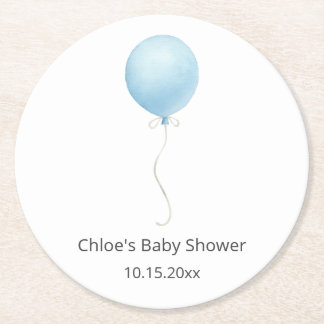 Dessous-de-verre Rond En Papier Baby shower Bleu