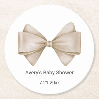 Dessous-de-verre Rond En Papier Baby shower Bow beige