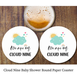 Dessous-de-verre Rond En Papier Baby Shower Cloud Nine