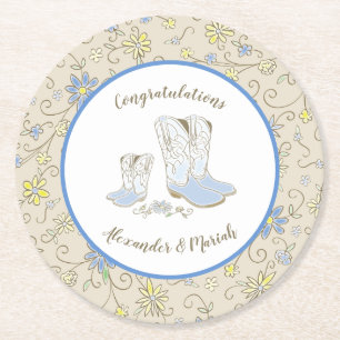Dessous-de-verre Rond En Papier Baby shower Cowboy