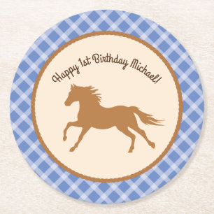 Dessous-de-verre Rond En Papier Baby shower Cowboy