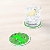 Dessous-de-verre Rond En Papier Baby shower d'aquarelle Dino vert (En situation)