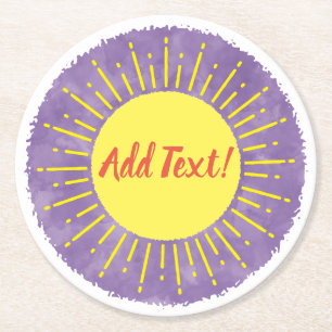 Dessous-de-verre Rond En Papier Baby shower d'aquarelle Sunshine Arrière - plan pe