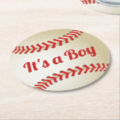 Dessous-de-verre Rond En Papier Baby shower de baseball à thème (Incliné)