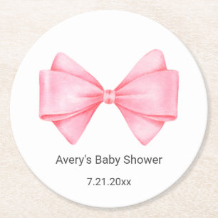 Dessous-de-verre Rond En Papier Baby shower de boule rose