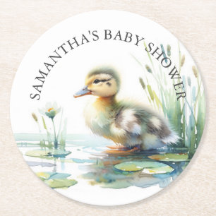 Dessous-de-verre Rond En Papier Baby shower de canard Dessous de verre personnalis