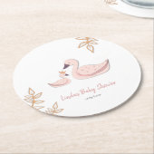 Dessous-de-verre Rond En Papier Baby shower de cygne mignonne (Incliné)